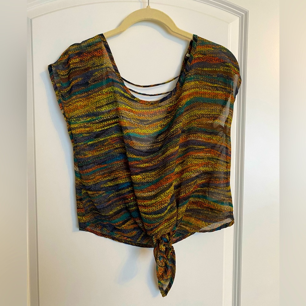 PaulnKC size small multicolor tied crop top NWT